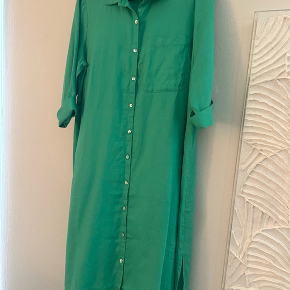 J JILL 💯LINEN A-LINE MIDI DRESS WITH POCKETS LP NWOT - Picture 5 of 5